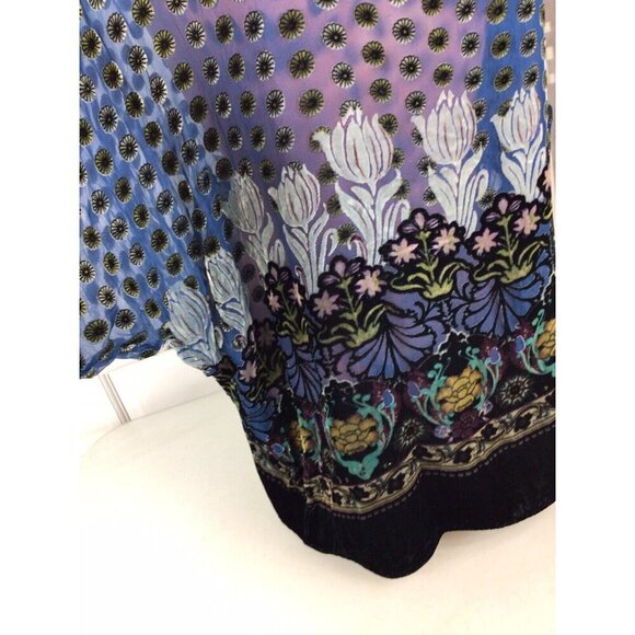 Zara Velvet Blouse Burnout Top Womens Medium - Picture 4 of 4